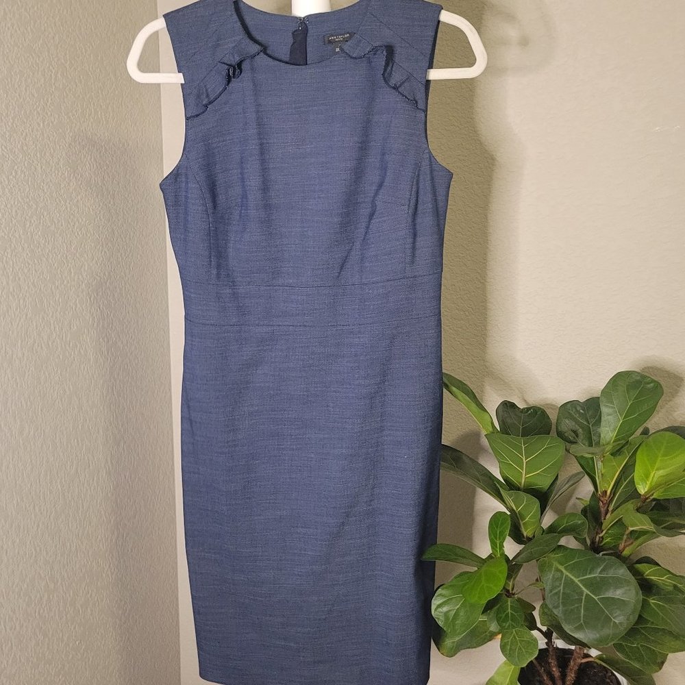 3 for $15, 5 for $20 Ann Taylor Navy Textured Knee Length Dress